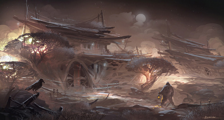 乌鸦小镇-bigballgao_CG概念游戏影视设计,原画场景_涂鸦王国插画